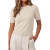 image:imageArachampCloz Womens 100 Cotton Short Sleeve Sweater Cropped Crew Neck Business Casual Tops Summer 2026Apricot