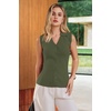 image:imageArachampCloz Womens 100 Cotton Slim Fit Button Down Summer Business Casual Tank Tops 2026Army Green