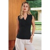 image:imageArachampCloz Womens 100 Cotton Slim Fit Button Down Summer Business Casual Tank Tops 2026Black