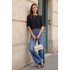 image:imageArachampCloz Womens 100 Cotton Oversized Sweater Batwing Sleeve Boat Neck Casual Work Pullover Tops 2026Black