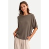image:imageArachampCloz Womens 100 Cotton Oversized Sweater Batwing Sleeve Boat Neck Casual Work Pullover Tops 2026Coffee