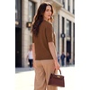 image:imageArachampCloz Womens 100 Cotton Polo V Neck Striped Short Sleeve Spring Casual Pullover Sweaters 2026Solid Brown