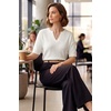 image:imageArachampCloz Womens 100 Cotton Polo V Neck Striped Short Sleeve Spring Casual Pullover Sweaters 2026Solid White