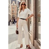 image:imageArachampCloz Womens 100 Cotton Polo V Neck Striped Short Sleeve Spring Casual Pullover Sweaters 2026Solid White