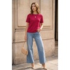 image:imageArachampCloz Womens 100 Cotton Textured Raglan Short Sleeve Sweater Casual Work Tops 2026Burgundy