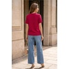 image:imageArachampCloz Womens 100 Cotton Textured Raglan Short Sleeve Sweater Casual Work Tops 2026Burgundy