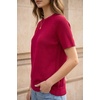 image:imageArachampCloz Womens 100 Cotton Textured Raglan Short Sleeve Sweater Casual Work Tops 2026Burgundy