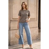 image:imageArachampCloz Womens 100 Cotton Textured Raglan Short Sleeve Sweater Casual Work Tops 2026Coffee