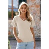 image:imageArachampCloz Womens 2025 Summer Short Puff Sleeve Shirts V Neck Cute Blouses Dressy Casual Trendy Sweater TopsCream White