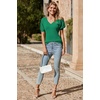 image:imageArachampCloz Womens 2025 Summer Short Puff Sleeve Shirts V Neck Cute Blouses Dressy Casual Trendy Sweater TopsGreen