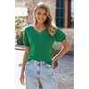 image:imageArachampCloz Womens 2025 Summer Short Puff Sleeve Shirts V Neck Cute Blouses Dressy Casual Trendy Sweater TopsGreen