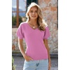 image:imageArachampCloz Womens 2025 Summer Short Puff Sleeve Shirts V Neck Cute Blouses Dressy Casual Trendy Sweater TopsRose Red