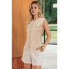 image:imageArachampCloz Womens Button Down Slit Hem Business Casual Sleeveless Blazers Vest Tops 2026Apricot