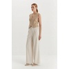 image:imageArachampCloz Womens Linen Blend Wide Leg Palazzo Pants AllSeason Business Casual Outfits Dress TrousersApricot