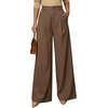 image:imageArachampCloz Womens Linen Blend Wide Leg Palazzo Pants AllSeason Business Casual Outfits Dress TrousersCoffee