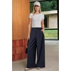 image:imageArachampCloz Womens Linen Blend Wide Leg Palazzo Pants AllSeason Business Casual Outfits Dress TrousersNavy