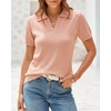 image:imageArachampCloz Womens Wool Blend Knit Spring Summer Business Casual Lightweight Short Sleeve Sweater Pullover 2026Peach Pink