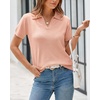image:imageArachampCloz Womens Wool Blend Knit Spring Summer Business Casual Lightweight Short Sleeve Sweater Pullover 2026Peach Pink