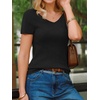 image:imageArachampCloz Womens Wool Blend Short Sleeve Sweater V Neck Lightweight Business Casual Outfits Spring Tops 2026Black
