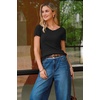 image:imageArachampCloz Womens Wool Blend Short Sleeve Sweater V Neck Lightweight Business Casual Outfits Spring Tops 2026Black