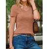 image:imageArachampCloz Womens Wool Blend Short Sleeve Sweater V Neck Lightweight Business Casual Outfits Spring Tops 2026Camel