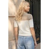 image:imageArachampCloz Womens Wool Blend Summer Short Sleeve Cropped Color Block Polo Collar Business Casual Pullover Sweater 2026White Oatmeal
