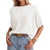 image:imageArachampCloz Womens 100 Cotton Oversized Sweater Batwing Sleeve Boat Neck Casual Work Pullover Tops 2026Beige