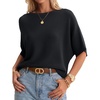 image:imageArachampCloz Womens 100 Cotton Oversized Sweater Batwing Sleeve Boat Neck Casual Work Pullover Tops 2026Black