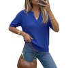 image:imageArachampCloz Womens 100 Cotton Polo V Neck Striped Short Sleeve Spring Casual Pullover Sweaters 2026Solid Royal Blue