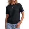 image:imageArachampCloz Womens 100 Cotton Textured Raglan Short Sleeve Sweater Casual Work Tops 2026Black