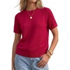 image:imageArachampCloz Womens 100 Cotton Textured Raglan Short Sleeve Sweater Casual Work Tops 2026Burgundy