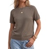 image:imageArachampCloz Womens 100 Cotton Textured Raglan Short Sleeve Sweater Casual Work Tops 2026Coffee