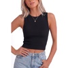 image:imageArachampCloz Womens Lyocell Blend Slim Fit Cropped Tank Tops Crewneck Casual Sweater Summer 2026Black