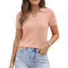 image:imageArachampCloz Womens Wool Blend Knit Spring Summer Business Casual Lightweight Short Sleeve Sweater Pullover 2026Peach Pink