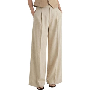 image:imageArachampCloz Womens Linen Blend Wide Leg Palazzo Pants AllSeason Business Casual Outfits Dress TrousersKhaki