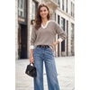 image:imageArachampCloz Womens 100 Cotton Polo V Neck Striped Long Sleeve Fall Casual Pullover Sweaters Trendy 2026Brown