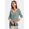 image:imageArachampCloz Womens 100 Cotton Polo V Neck Striped Long Sleeve Fall Casual Pullover Sweaters Trendy 2026Green