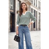 image:imageArachampCloz Womens 100 Cotton Polo V Neck Striped Long Sleeve Fall Casual Pullover Sweaters Trendy 2026Green