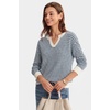 image:imageArachampCloz Womens 100 Cotton Polo V Neck Striped Long Sleeve Fall Casual Pullover Sweaters Trendy 2026Navy