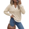 image:imageArachampCloz Womens 100 Cotton Polo V Neck Striped Long Sleeve Fall Casual Pullover Sweaters Trendy 2026Apricot