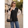 image:imageArachampCloz Womens Wool Blend Relaxed Fit Sleeveless Sweater Vest V Neck Office Work Casual Tops 2026Black