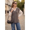 image:imageArachampCloz Womens Wool Blend Relaxed Fit Sleeveless Sweater Vest V Neck Office Work Casual Tops 2026Coffee