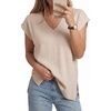 image:imageArachampCloz Womens Wool Blend Relaxed Fit Sleeveless Sweater Vest V Neck Office Work Casual Tops 2026Apricot