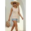 image:imageArachampCloz Womens 100 Cotton Sleeveless Tank Tops Sweater Vest Ruffle Beach Resort Cruise Wear Trendy Summer 2026Apricot