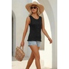 image:imageArachampCloz Womens 100 Cotton Sleeveless Tank Tops Sweater Vest Ruffle Beach Resort Cruise Wear Trendy Summer 2026Black