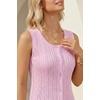 image:imageArachampCloz Womens 100 Cotton Sleeveless Tank Tops Sweater Vest Ruffle Beach Resort Cruise Wear Trendy Summer 2026Pink