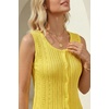 image:imageArachampCloz Womens 100 Cotton Sleeveless Tank Tops Sweater Vest Ruffle Beach Resort Cruise Wear Trendy Summer 2026Yellow