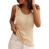 image:imageArachampCloz Womens 100 Cotton Sleeveless Tank Tops Sweater Vest Ruffle Beach Resort Cruise Wear Trendy Summer 2026Apricot