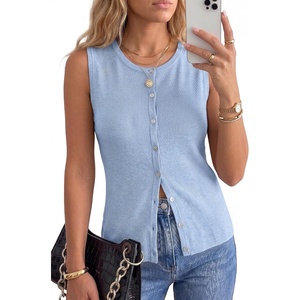 image:imageArachampCloz Womens Wool Blend Non See Through Button Down Business Casual Tank Tops 2026Light Blue