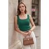 image:imageArachampCloz Womens Wool Blend Slim Fit Business Casual Square Neck Sleeveless Sweater Tank Tops SummerForest Green
